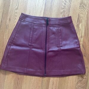 Bershka Deep Red Leather Skirt